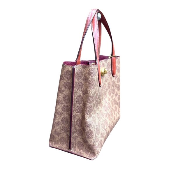 Coach Signature Willow Canvas Mini Tote Bag Purse Pocketbook Leather Handles - Picture 11 of 12